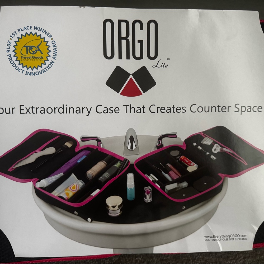 New ORGO Lite Travel Toiletry Organizer Paradise Pink/Expands Over Sink
